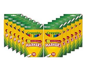 crayola fine line markers bulk, school supplies for kids, 12 marker packs with 10 colors, multi