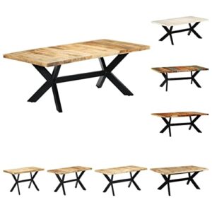 vidaXL Dining Table Home Indoor Dining Room Kitchen Polished Painted Wooden Dinner Dining Table Furniture Solid Reclaimed Wood and Steel Cross