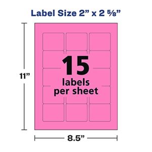 Avery Labels with Sure Feed, Assorted Bright Colors, 2" x 2-5/8", Laser/Inkjet, 150 Labels (4331)