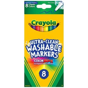 crayola ultra clean washable markers, fine line markers, school supplies, 8 count