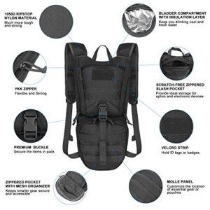 Unigear Tactical Hydration Packs Backpack 1050D with 2.5L Water Bladder, Thermal Insulation Pack Keeps Liquid Cool up to 4 Hours for Hiking, Cycling, Hunting and Climbing (Black)