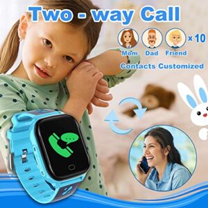 LULUDDM Kids Smart Watch Phone - IP67 Waterproof Smartwatch Boys Girls with Touch Screen 5 Games Camera Alarm SOS Call - Phone Watch Digital Wrist Watch for 3-13 Years Children Birthday Gift (Blue)