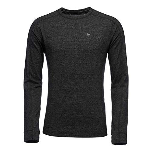 Black Diamond Mens Solution 150 Merino Wool Base Long Sleeve Crew, Black, Medium