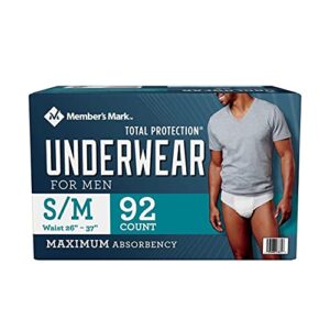members mark member’s mark total protection underwear for men, smallmedium (92 count)