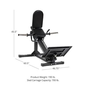 Titan Fitness Plate-Loaded Dedicated Linear Hack Squat Press Machine, 700 LB Sled Carriage, Compact Leg Press