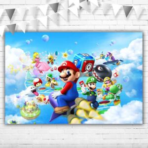 happy birthday super mario backdrop 5x3ft vinyl super mario bowser castle background for kids 1st birthday pink peach princess with super mario bros banner party decorations