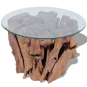 vidaxl solid teak driftwood coffee table living room side glass multi models