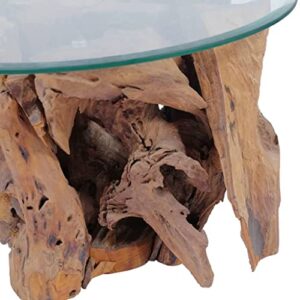 vidaXL Solid Teak Driftwood Coffee Table Living Room Side Glass Multi Models