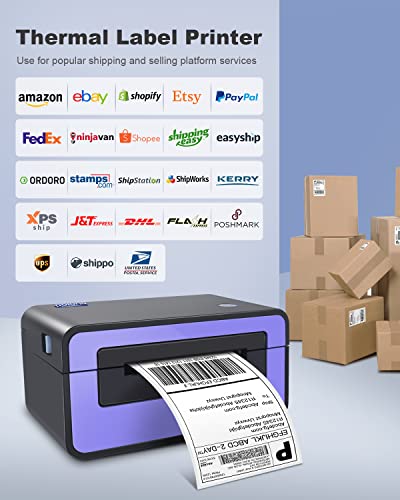 POLONO Shipping Label Printer, PL60 4x6 Label Printer for Shipping Packages, Direct Thermal Printer, Compatible with Windows, Mac, Linux, Widely Use for Shopify, Ebay, Amazon, UPS, FedEx, Etsy