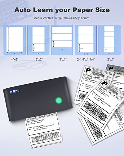 POLONO Shipping Label Printer, PL60 4x6 Label Printer for Shipping Packages, Direct Thermal Printer, Compatible with Windows, Mac, Linux, Widely Use for Shopify, Ebay, Amazon, UPS, FedEx, Etsy