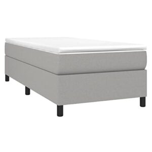 vidaxl box spring bed with mattress home bedroom mattress pad single bed frame base foam topper furniture light gray 39.4″x79.9″ twin xl fabric