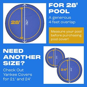 28 ft Round Pool Cover | Extra Thick & Durable Above-Ground Pool Cover | Sapphire Series of Premium Cold- and UV-Resistant Pool Cover | Above-Ground Pool Protection | by Yankee Pool Pillow