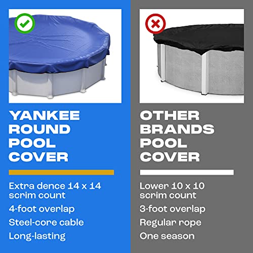 28 ft Round Pool Cover | Extra Thick & Durable Above-Ground Pool Cover | Sapphire Series of Premium Cold- and UV-Resistant Pool Cover | Above-Ground Pool Protection | by Yankee Pool Pillow