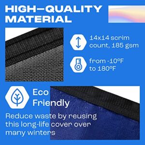 28 ft Round Pool Cover | Extra Thick & Durable Above-Ground Pool Cover | Sapphire Series of Premium Cold- and UV-Resistant Pool Cover | Above-Ground Pool Protection | by Yankee Pool Pillow