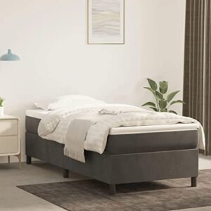 vidaxl box spring bed with mattress home bedroom mattress pad single bed frame base foam topper furniture dark gray 39.4″x74.8″ twin velvet