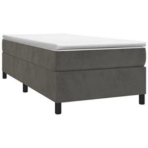 vidaXL Box Spring Bed with Mattress Home Bedroom Mattress Pad Single Bed Frame Base Foam Topper Furniture Dark Gray 39.4"x74.8" Twin Velvet