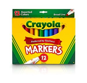 crayola 509012 kid’s markers broad line assorted colors 12/box (58-7712)