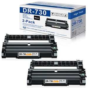 (up to 14,000 pages) compatible dr730 drum unit replacement for brother dr-730 mfc-l2710dw mfc-l2750dw dcp-l2550dw hl-l2395dw hl-l2350dw hl-l2370dw hl-l2390dw printer drum, dr730 2pk