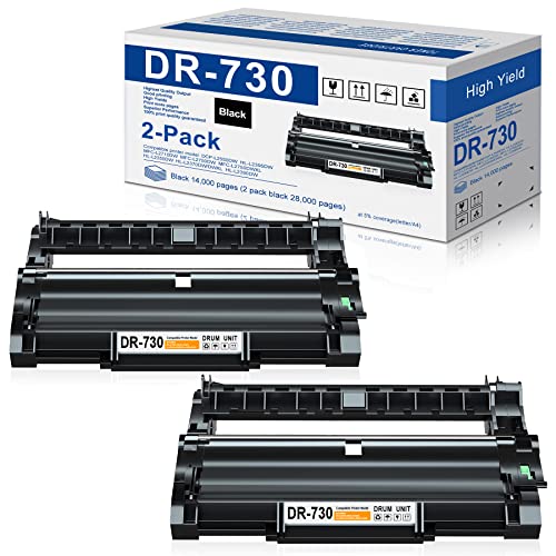 (Up to 14,000 Pages) Compatible DR730 Drum Unit Replacement for Brother DR-730 MFC-L2710DW MFC-L2750DW DCP-L2550DW HL-L2395DW HL-L2350DW HL-L2370DW HL-L2390DW Printer Drum, DR730 2PK