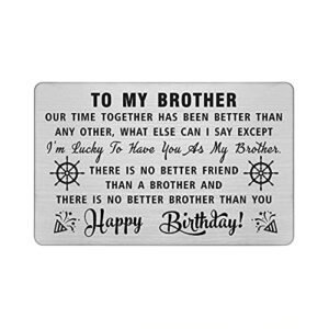 DEGASKEN Brother Birthday Card Gifts, I'm Lucky to Have You As My Brother, Personalized Steel Engraved Wallet Card