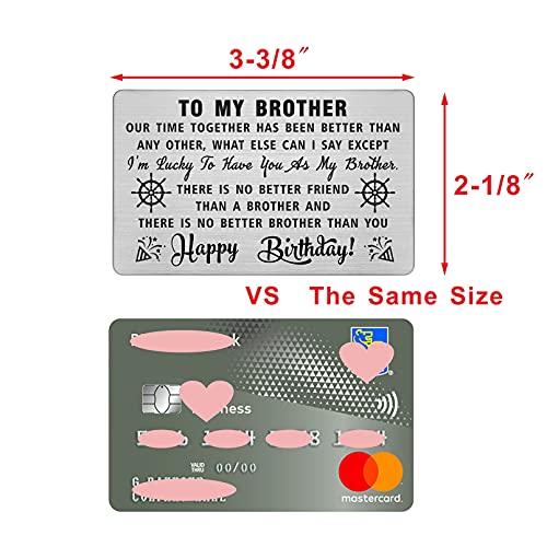 DEGASKEN Brother Birthday Card Gifts, I'm Lucky to Have You As My Brother, Personalized Steel Engraved Wallet Card