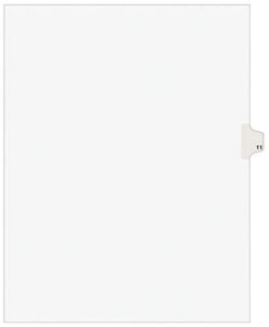 avery individual legal exhibit dividers, avery style, 11, side tab, 8.5 x 11 inches, pack of 25 (11921),white