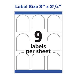 Avery Arched Labels with Sure Feed for Laser Printers, Water Resistant, 3" x 2.25", 90 Labels (22809)