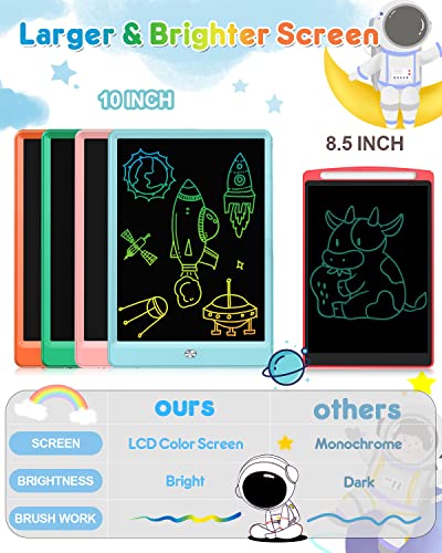 FLUESTON LCD Writing Tablet Doodle Board, Toys for 3 4 5 6 7 8 Year Old Girls Boys, Drawing Pad for Kids, 10 Inch Colorful Electronic Board Drawing Tablet Gifts for Toddler Educational Learning Travel