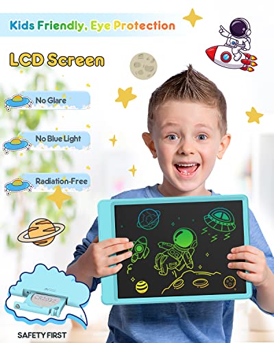 FLUESTON LCD Writing Tablet Doodle Board, Toys for 3 4 5 6 7 8 Year Old Girls Boys, Drawing Pad for Kids, 10 Inch Colorful Electronic Board Drawing Tablet Gifts for Toddler Educational Learning Travel