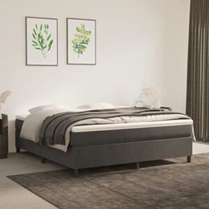 vidaXL Box Spring Bed Frame Home Indoor Bed Accessory Bedroom Upholstered Double Bed Base Furniture Dark Gray 72"x83.9" California King Velvet