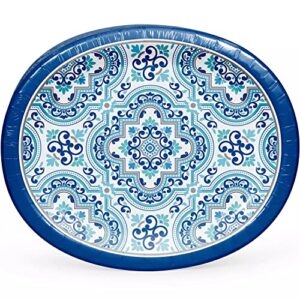 member’s mark medallion motif oval paper plates, 10″ x 12″ (50 count)