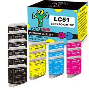 yatunink compatible ink cartridge replacement for brother lc51 mfc 230c 240c 440cn 460cn 465cn 665cw 685cw 845cw 885cw 3360c 5460cn 5860cn dcp 130c 230c 330c 350c 540cn 560cn printer (15 pack)