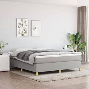 vidaxl box spring bed frame home indoor bed accessory bedroom upholstered double bed base furniture light gray 72″x83.9″ california king fabric