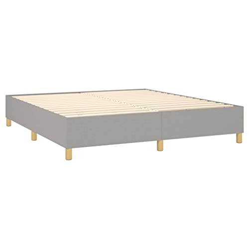 vidaXL Box Spring Bed Frame Home Indoor Bed Accessory Bedroom Upholstered Double Bed Base Furniture Light Gray 72"x83.9" California King Fabric