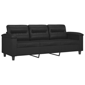 vidaXL 3-Seater Sofa Black 70.9" Faux Leather