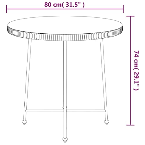 vidaXL Dining Table Garden Outdoor Lawn Terrace Balcony Backyard Dining Dinner Dinette Counter Bistro Table Furniture Black Tempered Glass and Steel