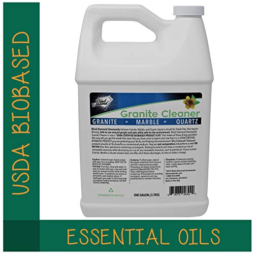 Black Diamond Stoneworks Granite Counter Cleaner: USDA Certified BIOBASED- Safe for Granite, Quartz, Marble, Travertine, Countertops. 1-Quart / 1-Gallon