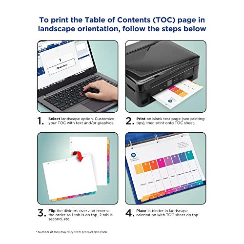 Avery 8-Tab Dividers for 3 Ring Binders, Customizable Table of Contents, Multicolor Tabs, 24 Sets (11168)