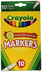 crayola markers, fine line, classic colors, 10 ct. (3 pack)