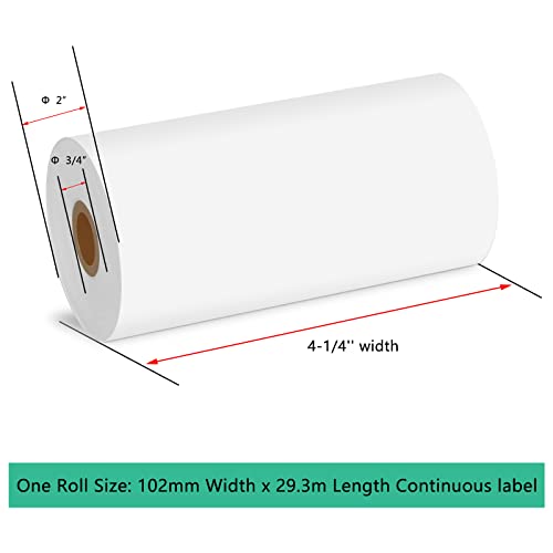 KCMYTONER 3 Roll Compatible for Brother RDM01U5 4" x 29.3m Continuous Length Paper Thermal Receipt Paper Rolls Use for RJ4030 RJ4030-K RJ4030M RJ4030M-K RJ4040 RJ4040-K Label Printer