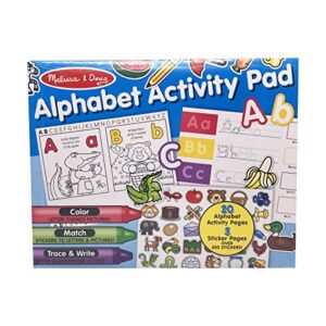 melissa & doug alphabet activity sticker pad for coloring, letters (250+ stickers) – kids activity books, learning activities for kids ages 4+