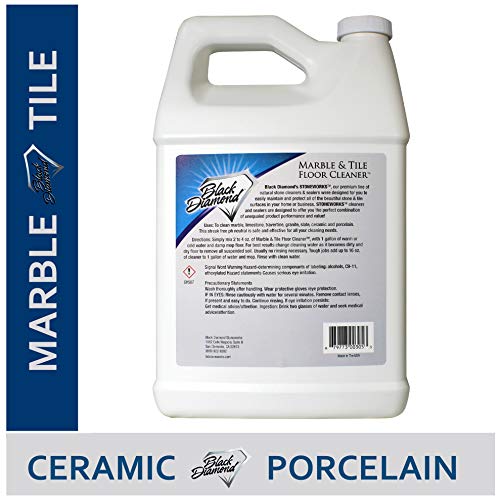 Black Diamond Stoneworks MARBLE & TILE FLOOR CLEANER. Great for Ceramic, Porcelain, Natural Stone, No-rinse Concentrate.(1-Gallon) AND Ultimate Grout Cleaner: for Even The Dirtiest Grout,2-QT-Brush