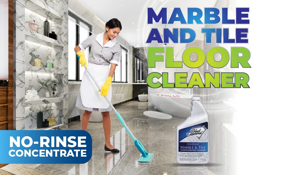 Black Diamond Stoneworks MARBLE & TILE FLOOR CLEANER. Great for Ceramic, Porcelain, Natural Stone, No-rinse Concentrate.(1-Gallon) AND Ultimate Grout Cleaner: for Even The Dirtiest Grout,2-QT-Brush