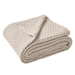 member’s mark oversized chunky knit throw (stone tile, 60″ x 70″)