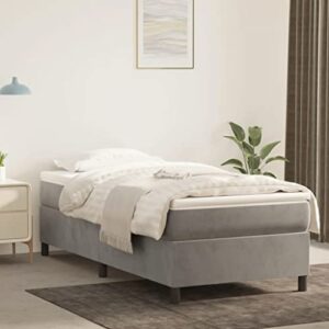 vidaxl box spring bed frame home indoor bed accessory bedroom upholstered single bed base furniture light gray 39.4″x79.9″ twin xl velvet