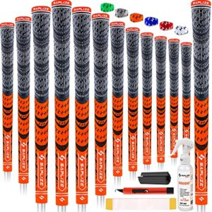 saplize multi compound golf grips, deluxe kit(13 grips with solvent kit), hybrid golf club grips, fluorescent orange cl03s series