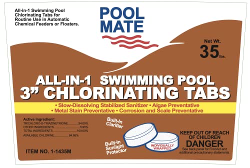 Pool Mate 1-1440M All-in-1 Swimming Pool 3-Inch Chlorine Tabs, 35-Pounds