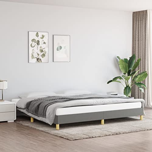 vidaXL Bed Frame Home Indoor Bed Accessory Bedroom Upholstered Wooden Double Bed Base Frame Furniture Dark Gray 76"x79.9" King Fabric