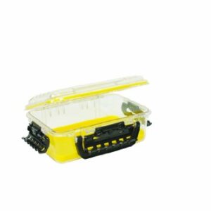 Plano Guide Series 3700 Field Box Waterproof Case, Blue, Large, Waterproof Dry Box with Wrist Strap for Boat, Kayak, and Camping, Outdoor Gear Storage, Clear/yellow