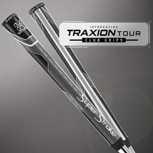SuperStroke Traxion Tour Golf Club Grip, Black/Gray (Oversize) | Advanced Surface Texture that Improves Feedback and Tack | Extreme Grip Provides Stability and Feedback | Even Hand Pressure (646524)